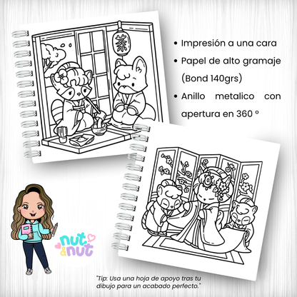 Libro de Colorear Cozy Japan: 46 Diseños Relajantes Estilo Kawaii